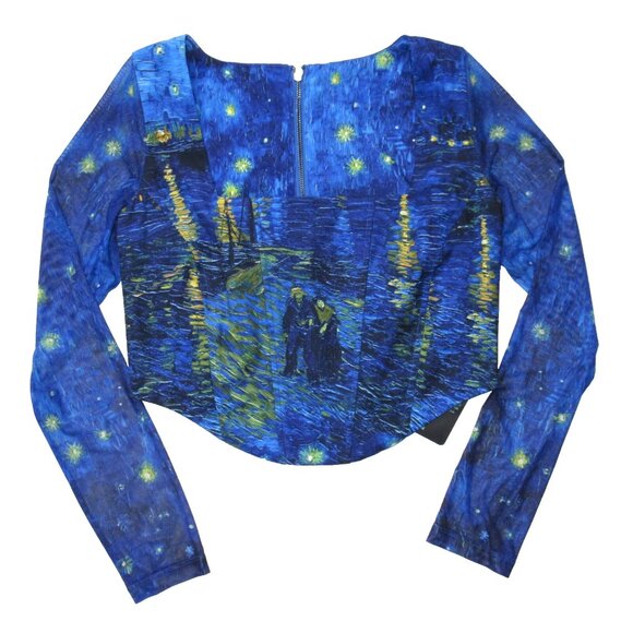 NWT BlackMilk Starry Night Over The Rhone Long Sleeve Corset Top AU 12 / US 8 - Picture 1 of 10